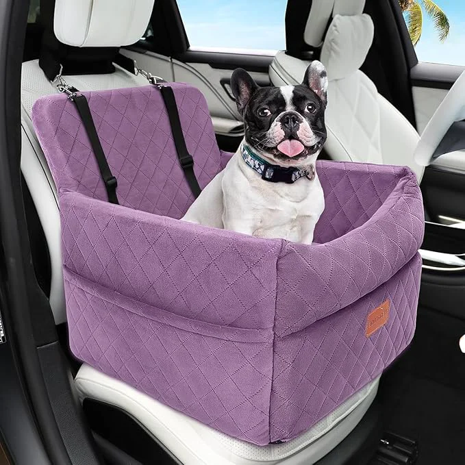 Reusable Small Dog Car Seat Memory Foam Dog Booster Seats with Thick Cushion for Medium Dogs Under 35lbs Detachable Washable Pet Car Seat Bed with Storage Pockets 2 Safety Belts PurpleAbout ThisOverview Green