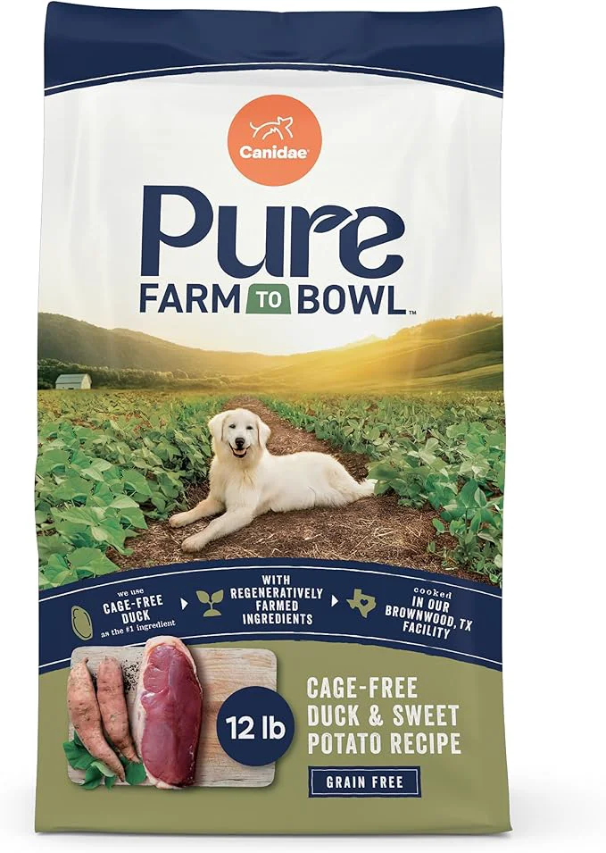 Optimized Canidae Pure Farm to Bowl Cage- Duck Sweet Potato Adult Grain- Dry Dog Food 12lbAbout This Responsible