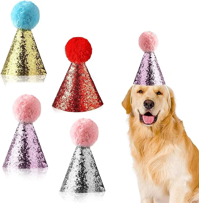 High-End 4pcs- Dog Birthday Hat for Pets Party Decoration Supplies， Cat Kitten Headband Trusted