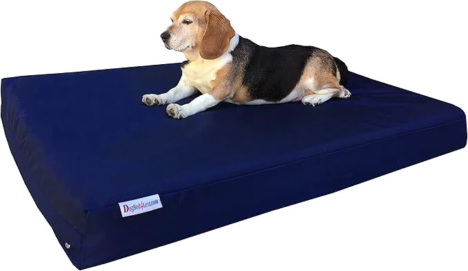 Premium Dogbed4less Medium Large Orthopedic Dog Bed with Memory Foam for Pet Waterproof Liner with Strong Nylon Blue External Cover 37X27X4 InchesAbout ThisOverview Verified