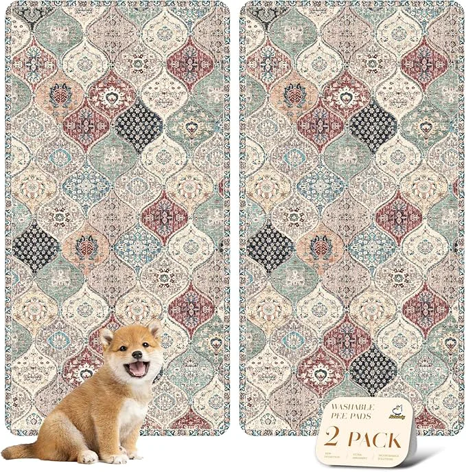 Quality nunubaby Washable Pee Pads for Dogs Stylish Non-Slip and Leak-Proof Pee Pads. Reusable Potty Pads for Dogs for Crates and Floors. Dark Red Multi 24 x48 About ThisOverview Responsible