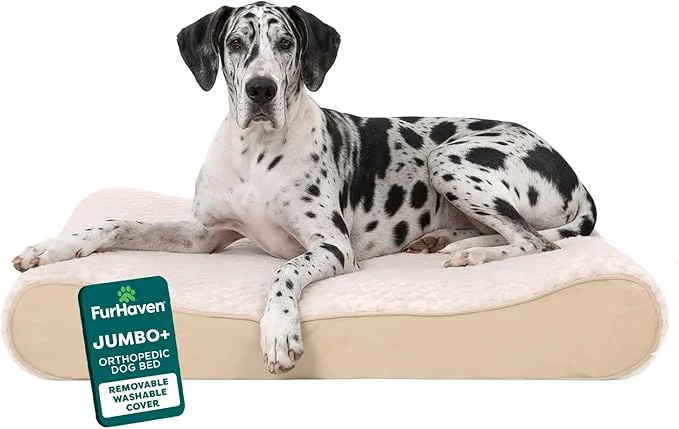 Casual FurHaven Orthopedic Dog Bed for XX-Large Dogs Luxe Lounger Contour Mattress with Medical-Grade Solid Orthopedic Foam for Joint Support Removable Washable Cover – Jumbo Plus XXL Plush Suede CreamAbout ThisOverview Optimized
