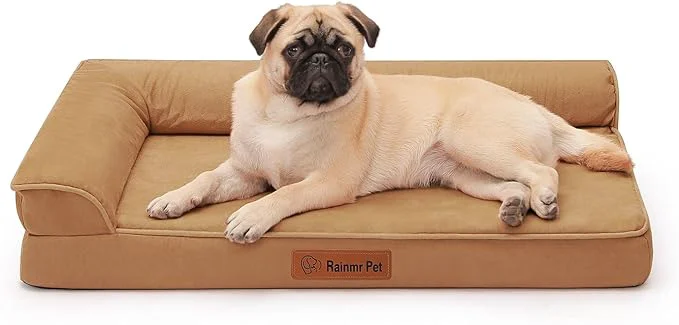 Authentic Orthopedic Memory Foam Dog Bed Removable Washable Microsuede Cover TPU Waterproof Liner Nonskid Bottom for Indoor Outdoor Crate ＆ Car Use 35x23x6 Inches KhakiAbout ThisOverview Breathable