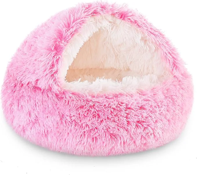 Premium Material NOYAL Round Hooded Donut Dog Bed for Small Medium Pets – Plush Fluffy Anti-Anxiety Cat Cave Bed with CoverAbout ThisOverview Sophisticated