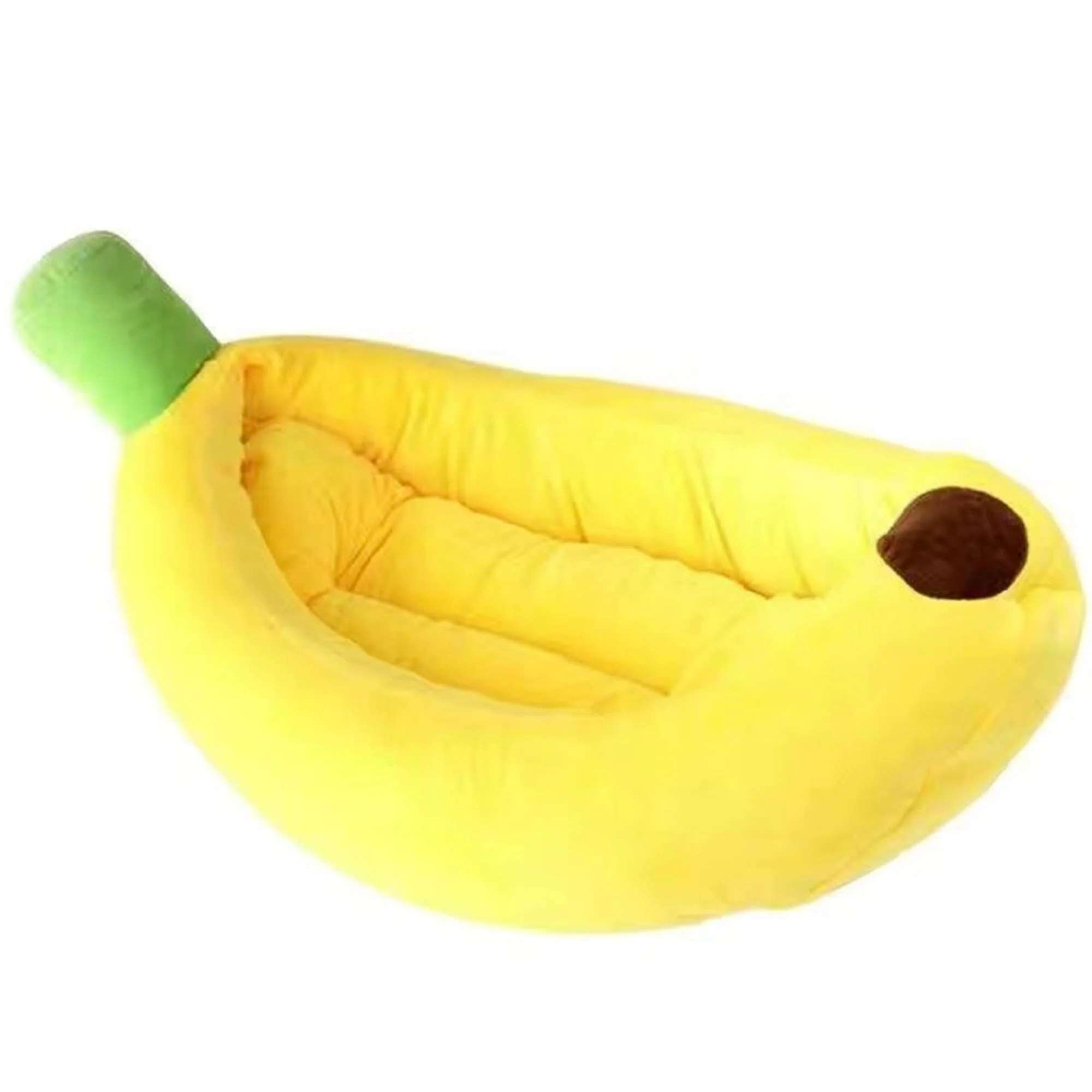 Green Banana Shaped Pet Bed with Raised Sides – Large Indoor Cats Small-Medium Dogs Waterproof Memory Foam Artisan