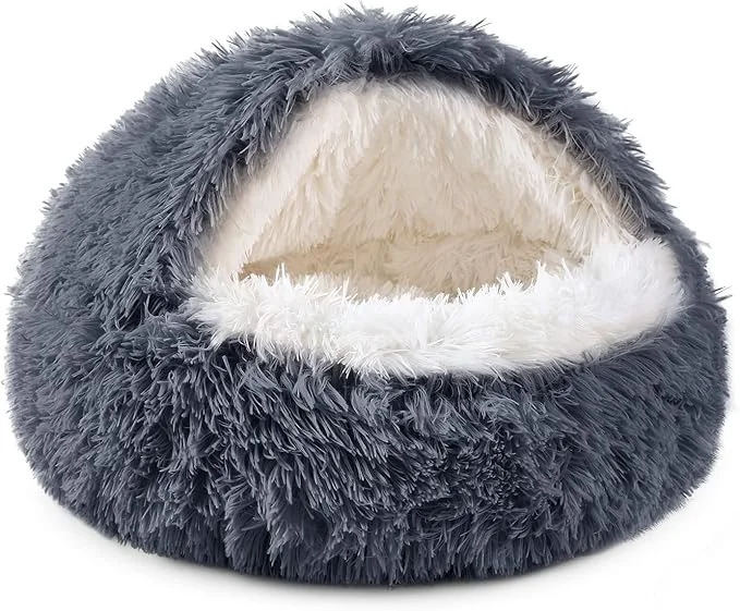 Casual NOYAL Round Hooded Donut Dog Bed for Small Medium Pets – Plush Fluffy Anti-Anxiety Cat Cave Bed with CoverAbout ThisOverview Minimalist