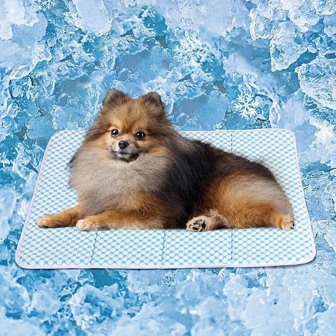 Breathable Dog Cooling Mat for Small Dogs – 24×18 Orthopedic Memory Foam Pet Pad for Summer QMAX 0.5 Washable Premium Comfort Crate Pad for Your Furry Companion BlueAbout ThisOverview Detailed