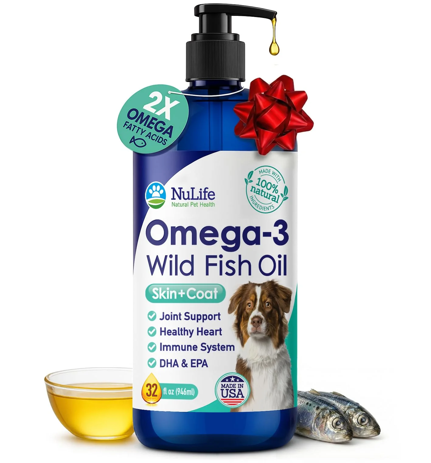Trendy NuLife Natural Pet Health – Liquid Fish Oil for Dogs Omega-3-6-9 Wild-Caught Iceland Sophisticated
