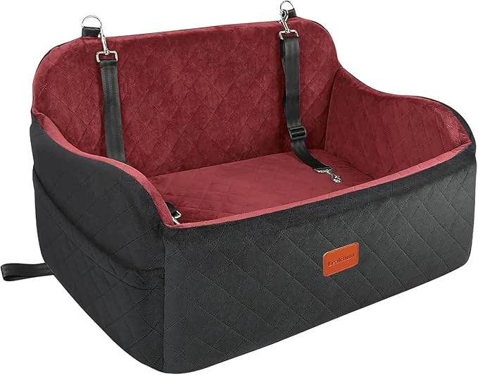 Premium Material Dog Car Seat for Medium Large Dogs 2 Clip-On Safety Leashs for 2 Small Dogs Removable and Washable Comfy Pet Car Seat Easy to Install and Clean Black Red Large About ThisOverview Superior