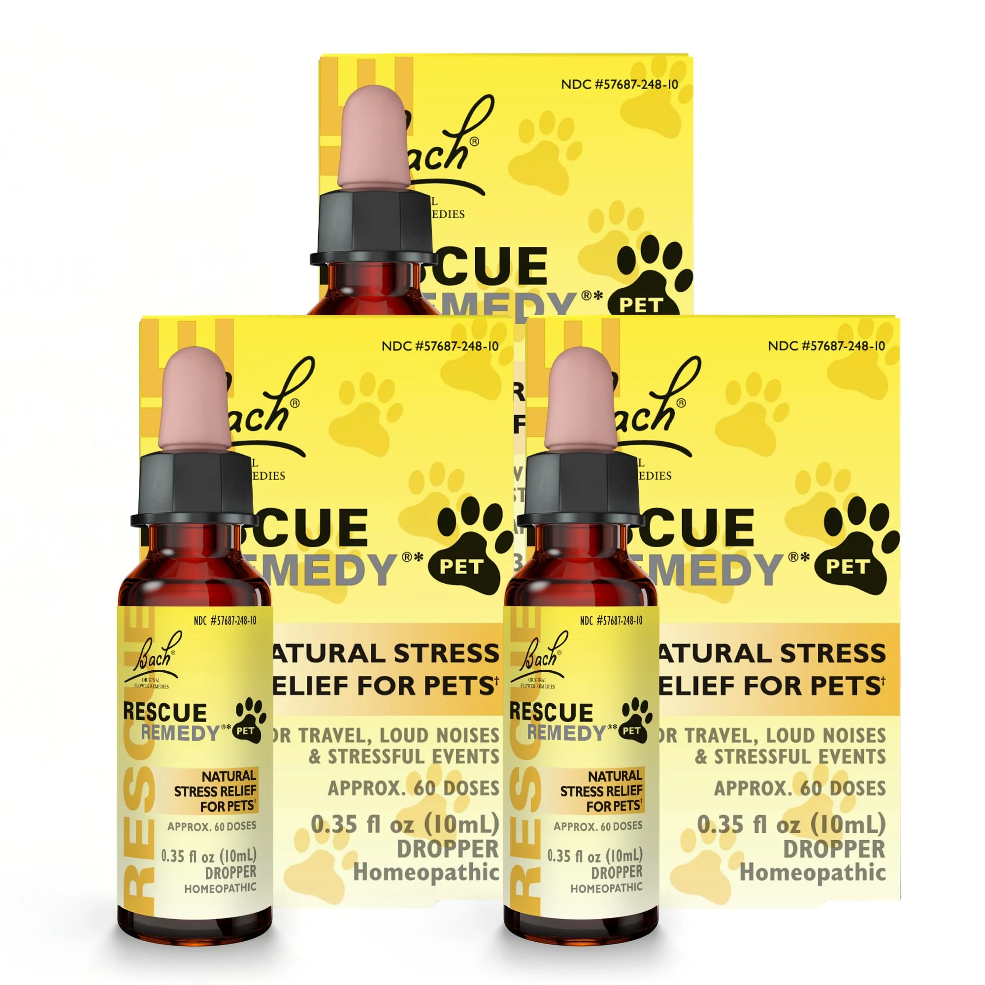Prestigious Rescue Remedy Pet Dropper 3-Pack – Sedative- Stress Tension Support for Dogs Cats RESCUE Excellent