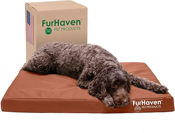 Practical Furhaven Water-Resistant Orthopedic Dog Bed for Large Medium Dogs w Removable Washable Cover For Dogs Up to 55 lbs – Indoor Outdoor Logo Print Oxford Polycanvas Mattress – Chestnut LargeAbout ThisOverview Solid