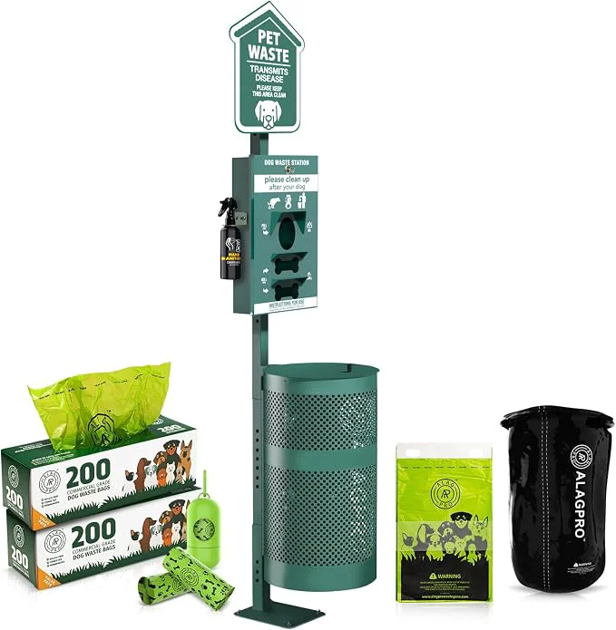 Fast ALAGPRO® Pet Waste Station Outdoor Dog Waste Station Green