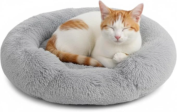Easy-to-Use Fluffy Dog Bed Calming Donut Beds for Large Dogs Warming Round Small Medium Pet Nest Cozy Cat Mattress Indoor Washable Puppy Kennel Kittens Sleep Mat XS 20×20 inch Gradient Gray About ThisOverview Practical