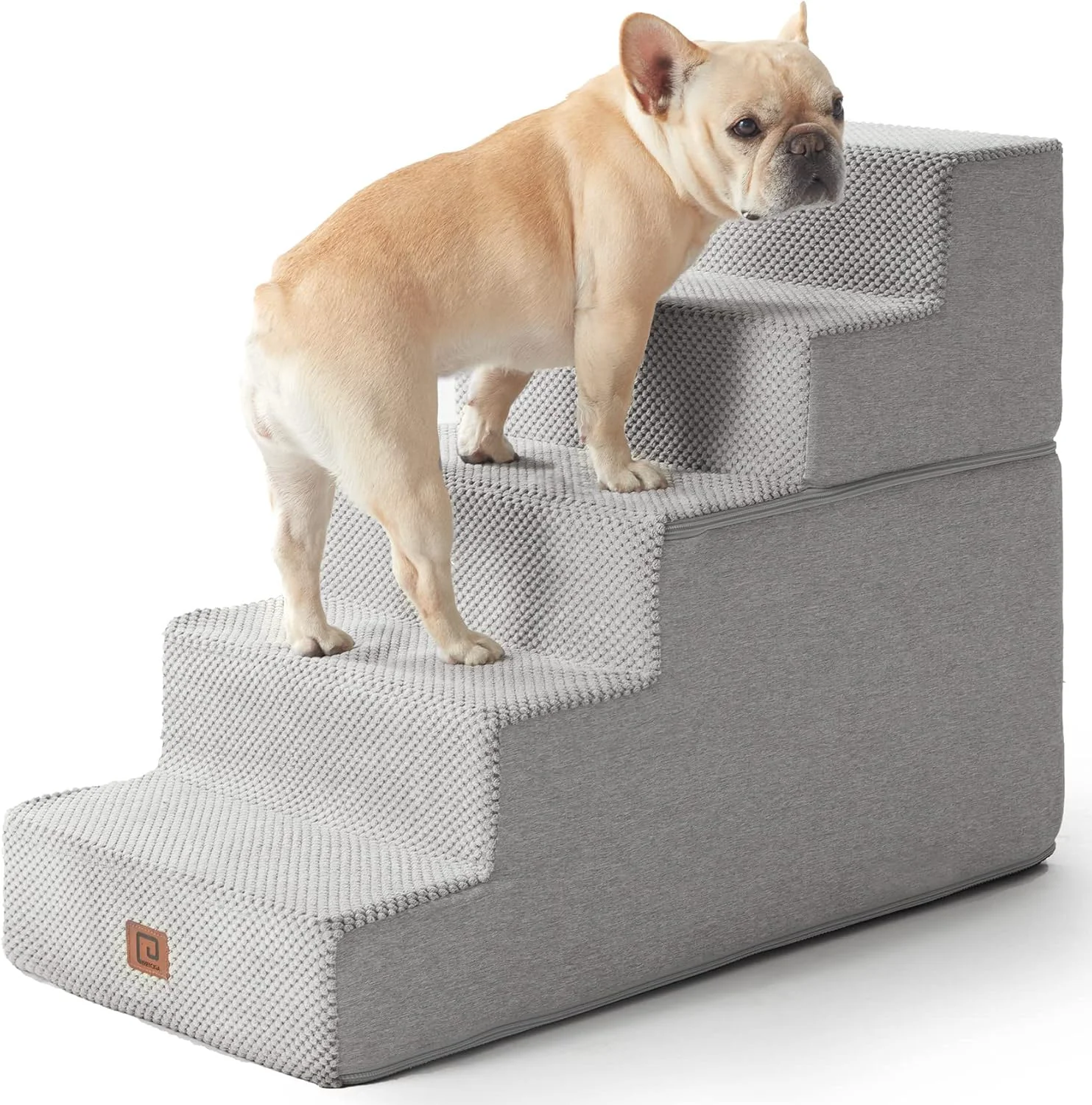 High-Quality EHEYCIGA Dog Stairs for High Bed 22.5 H 5-Step Dog Steps for Bed Pet Steps for Small Dogs and Cats Non-Slip Balanced Pet Ramp Indoor Light Grey High-Grade