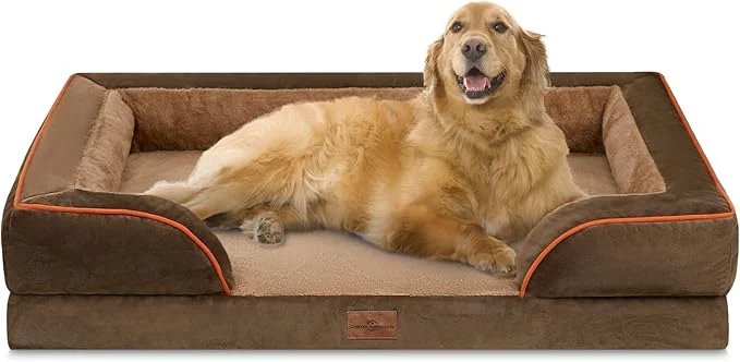 Professional Comfort Expression Orthopedic Dog Bed for Extra Large Dogs 42×30 Inch Waterproof Supportive Egg Crate Foam XL Pet Bed with Removable Bolsters Dog Couch with Washable Cover Non-Slip Bottom BrownAbout ThisOverview User-Friendly