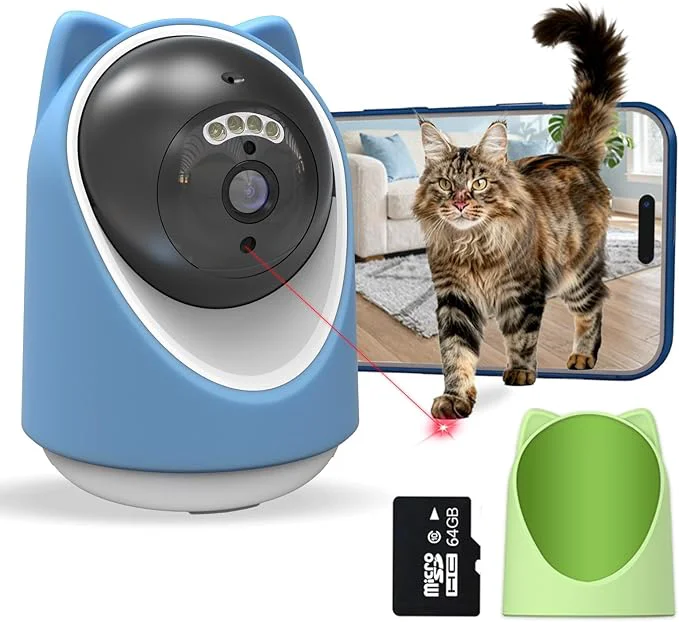 Exclusive Pet Camera 2K HD Indoor Dog and Cat Camera with Auto-Tracking Laser Toy Home Security Camera with Motion Detection 2-Way Audio Night Vision No Subscription Required（64GB SD Card）About ThisOverview Detailed