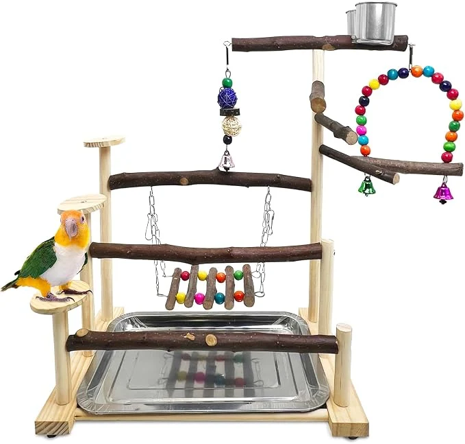 Verified Kathson Wood Bird Playground Parrot Play Stand Bird Stand Versatile
