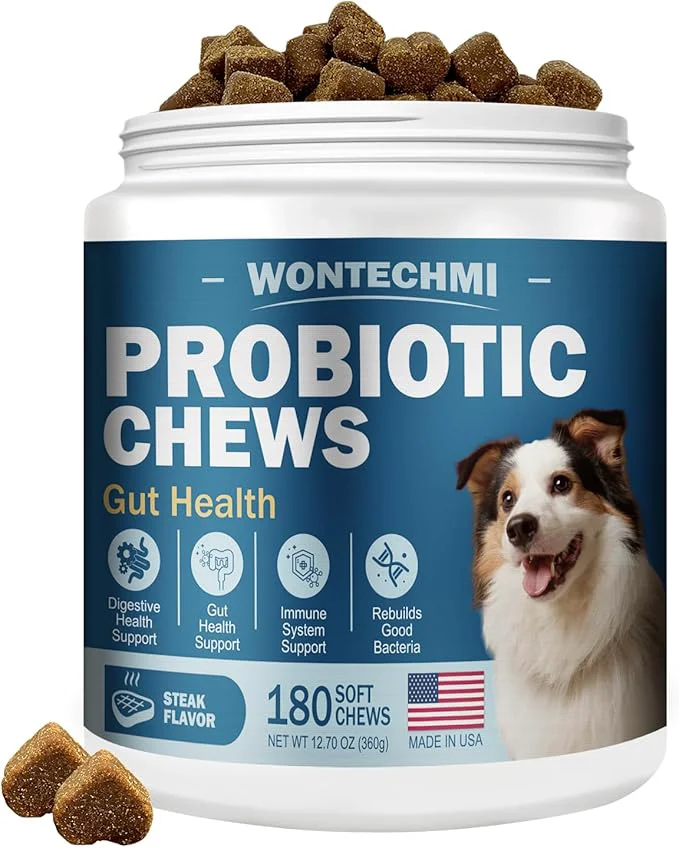 Versatile Probiotics for Dogs Improve Itchy Skin Itchy Ears Gut Health Yeast Balance Allergies Immunity Dog Probiotics and Digestive Enzymes with Prebiotics Reduce Diarrhea 180 Chews Steak About ThisOverview High-Performance