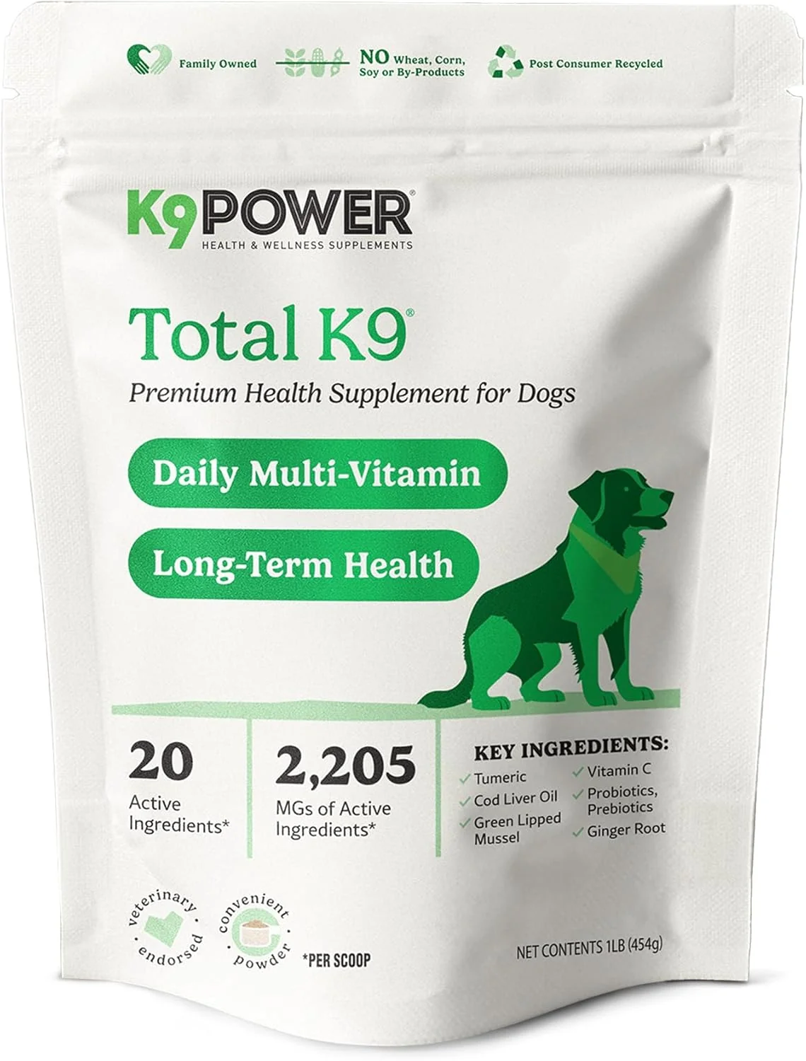 Fine Crafted K9 Power Total K9 for Dogs 1lb – Supports Joint Health – Boosts Immune Function -Enhances Muscle Strength – Promotes a Healthy Coat Luxury