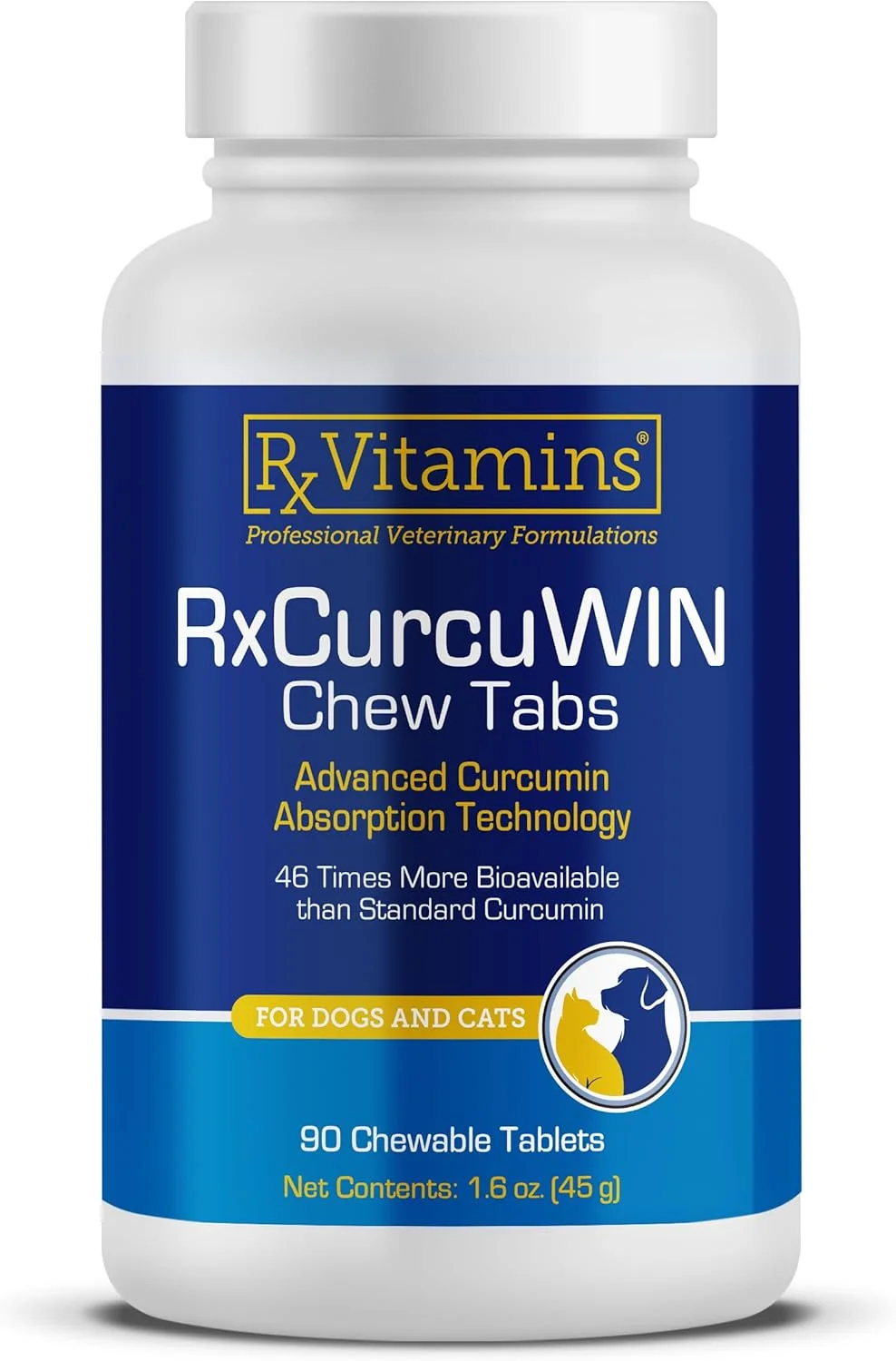 Outstanding Rx Vitamins CurcuWIN – Curcumin for Dogs Cats – Vitamins and Supplements Allergy Relief – Provides Immune Support Aids Digestive Support – Joint Supplement – 90ct Original Design