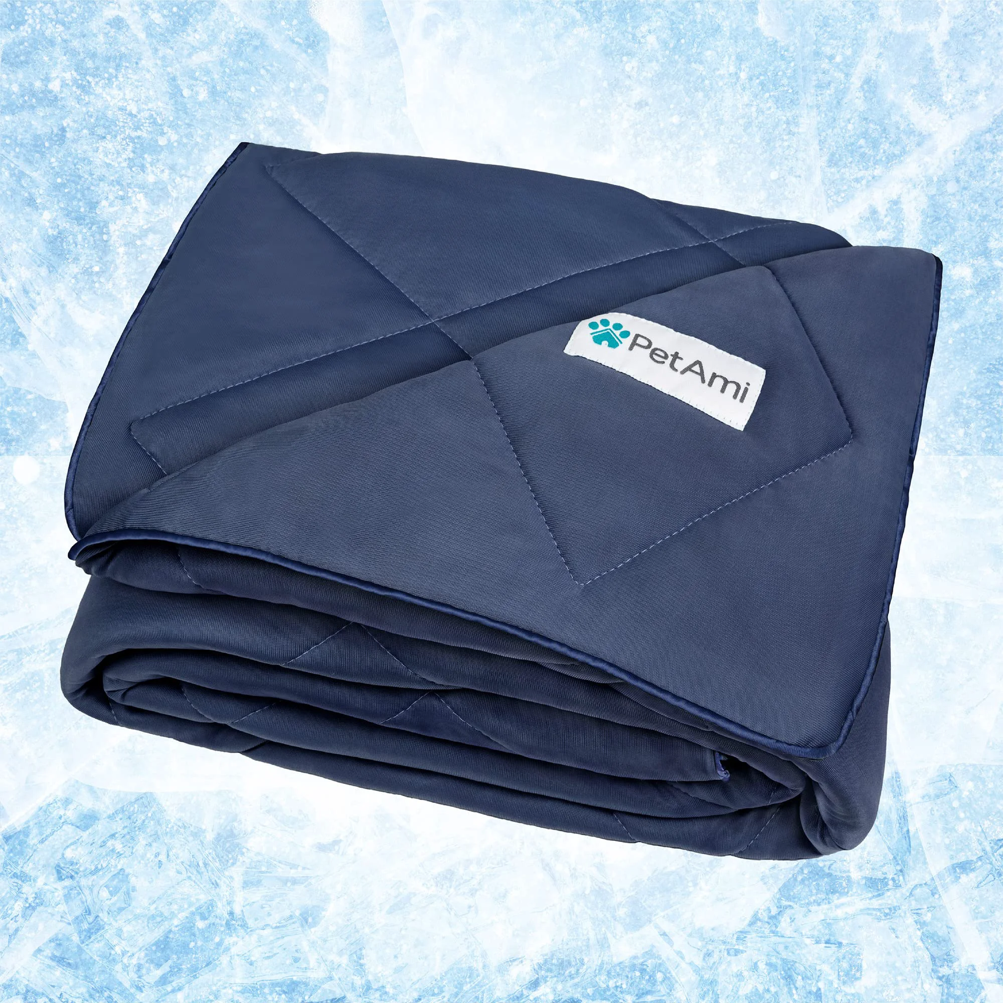 Sophisticated PetAmi Premium Cooling Dog Blanket — 40×60 in Navy Blue Reversible Plush Lightweight Comfortable