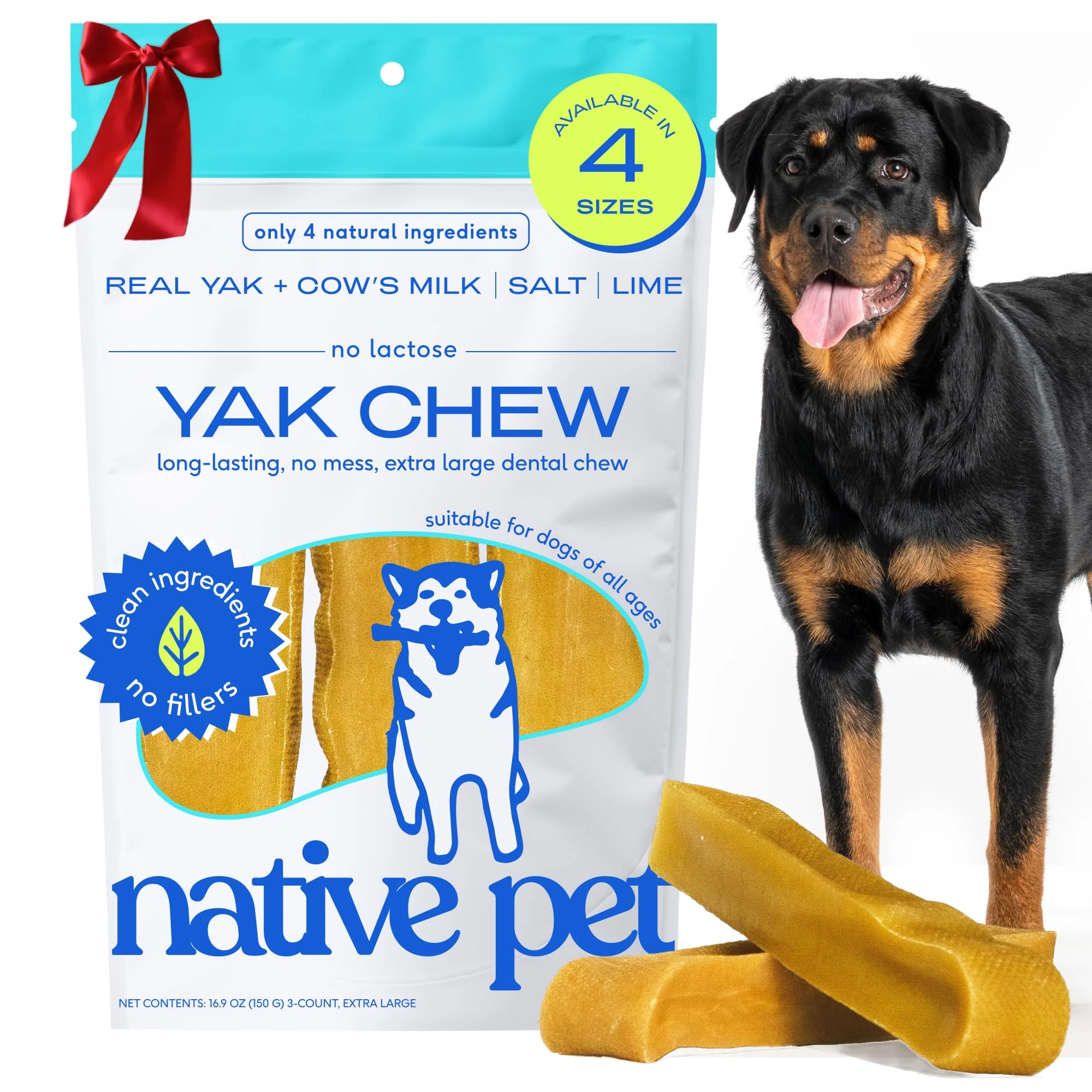 Pure Native Pet Yak Cheese Himalayan Dog Chews XL – Long-Lasting All-Natural Dental Sticks for Extra Large Dogs Easy-to-Use