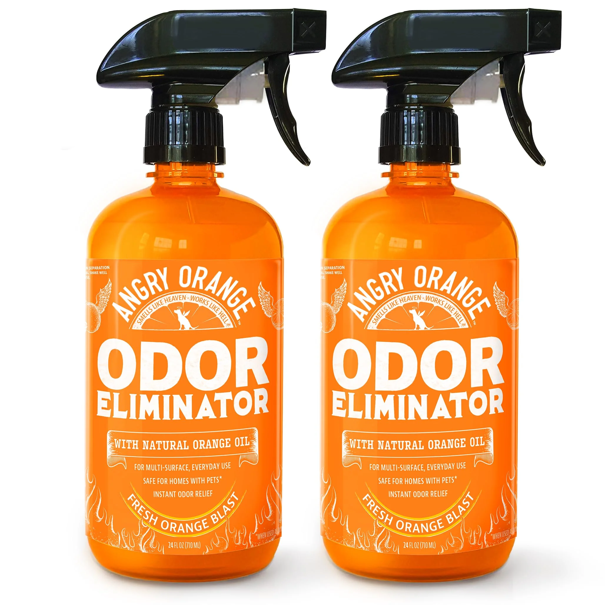 Powerful ANGRY ORANGE Pet Odor Eliminator – Citrus Cleaner for Dog Cat Urine Carpet Stains 24 oz Value 2 Pack Smart