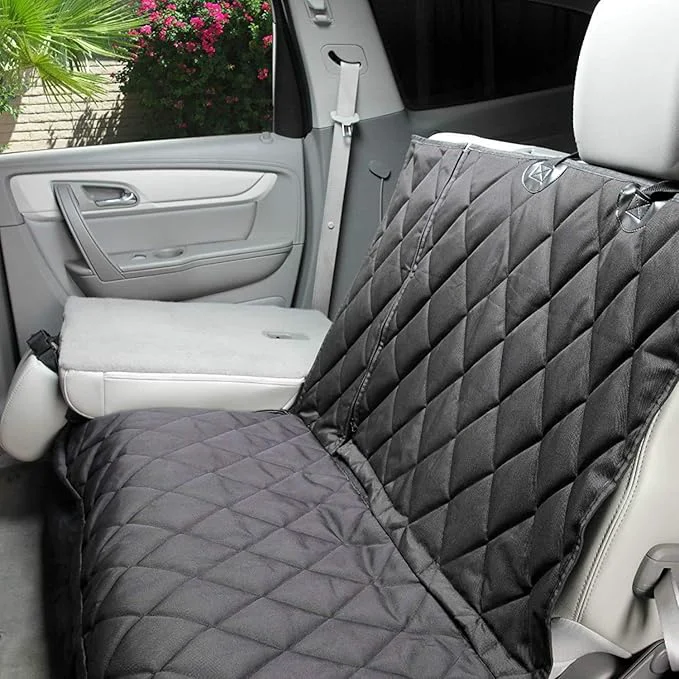 Top-Quality 4Knines Dog Hammock for Cars SU and Small Trucks Regular Size Black – Rear Seat Cover for 60 40 Split Bench w Armrest Seatbelt Access – Heavy Duty Waterproof Easy Install Machine WashableAbout ThisOverview Minimalist