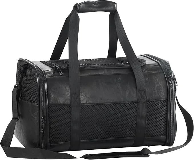 Verified Fashion Leather Dog Carrier Airline Cat Carrier Soft Sided Pet Bag Carrier Purse for Puppy Kitten Small Animals BlackAbout ThisOverview Top-Quality