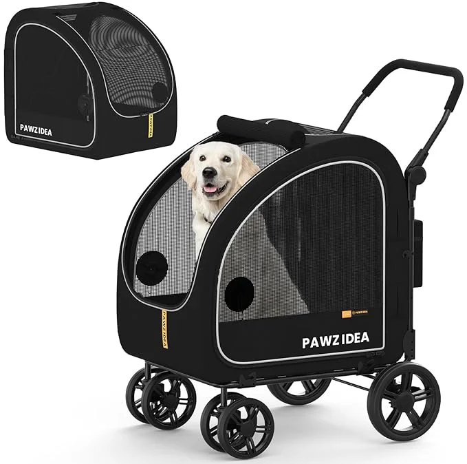 Carefully Designed PAWZIDEA Large Dog Stroller with Detachable Carrier Portable Dog Crate for Car Travel Multiple Pet Strollers for Medium Dogs up to 80lbs Adjustable Handle All-Terrain 9 Wheels Storage OrganizerAbout ThisOverview Professional