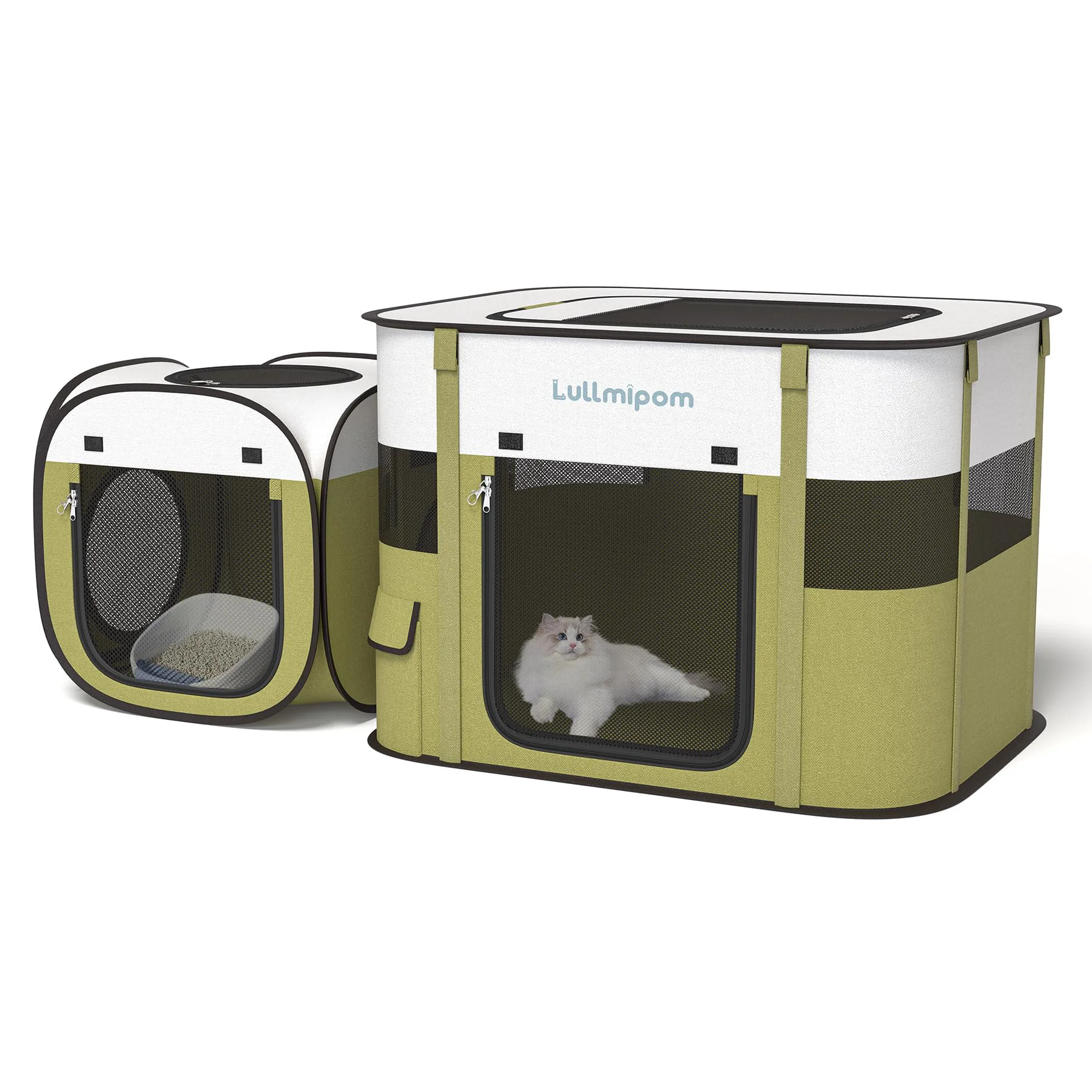 Solid Lullmipom 2-in-1 Portable Pet Playpen Tent – Waterproof Foldable Indoor Outdoor Enclosure Elegant
