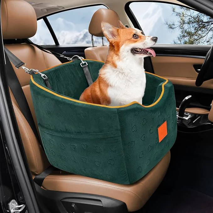 Trusted Dog Car Seat for Small Dogs Memory Foam Booster Dog Seat for Dogs up to 35 lbs d Pet Car Seat Travel Safety Pet Seat with Washable Removable Cover Storage Pockets Green About ThisOverview Efficient