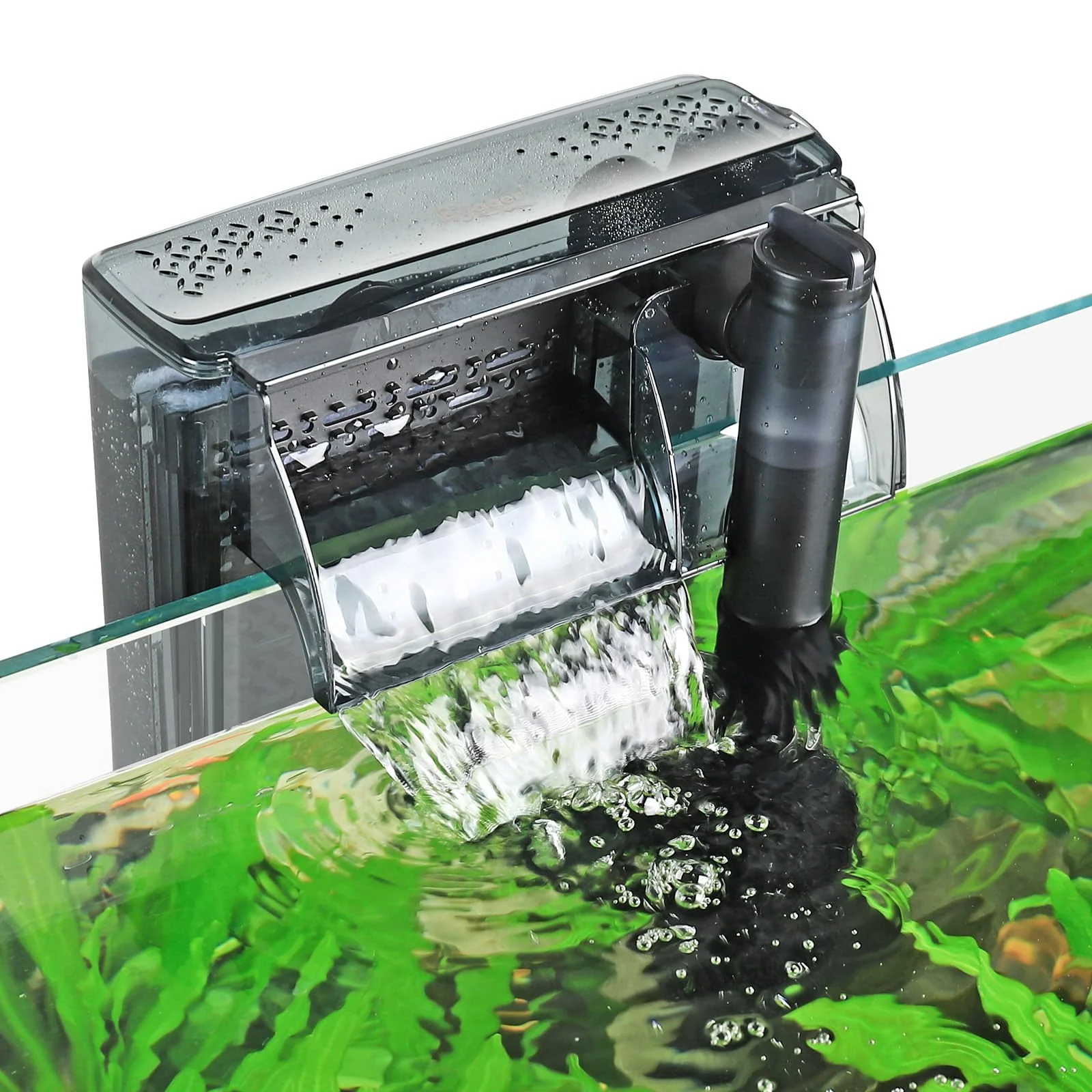 Healthy hygger Aquarium HOB Filter 210 GPH for 15-40 Gallon Tanks External Hang-On Power Filter Elegant