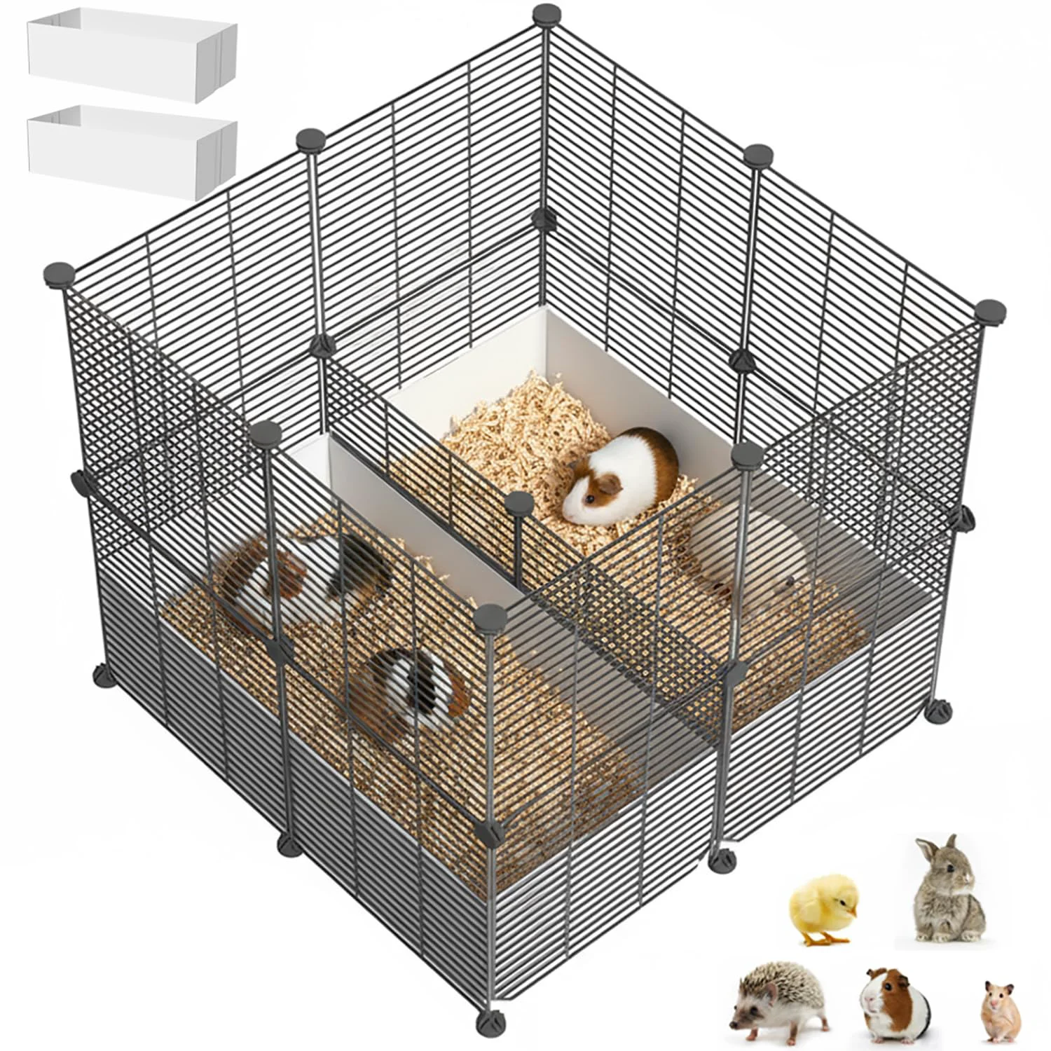 Excellent SNAAT 18 Planels Guinea Pig Cage with Waterproof Liner Divided DIY Small Animal Playpen Organic
