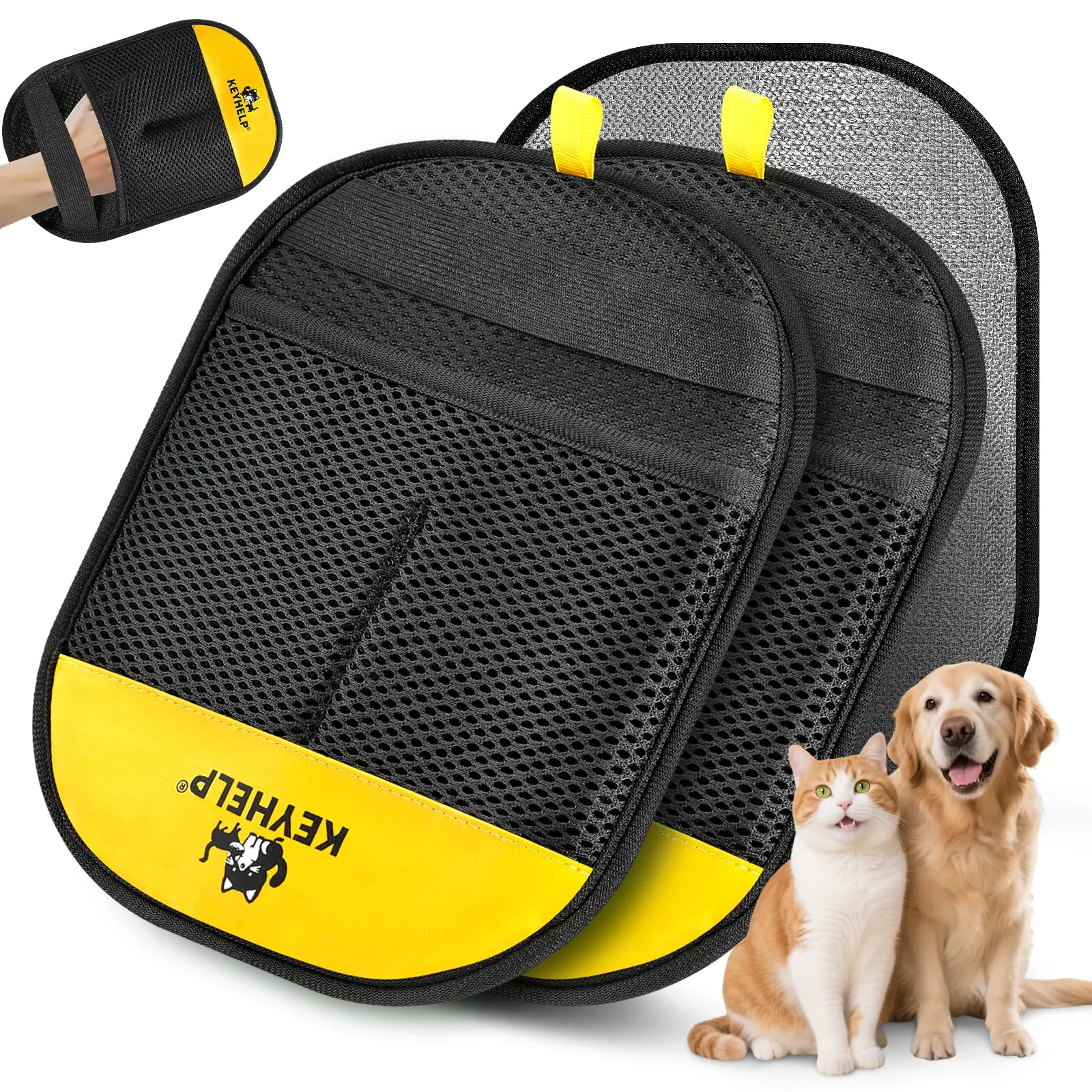Specialty KEYHELP 2-Pack Pet Hair Removal Glove — Reusable Electrostatic Hair Remover for Clothes Furniture Car Seats Premium