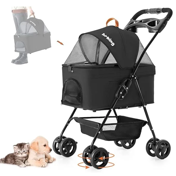 Exclusive 3-in-1 Pet Stroller for Small Dogs and Cats Folding Lightweight Dog Stroller with Detachable Carrier Portable Cat Puppy Jogging Stroller with Cup Holder and Storage Basket 4 WheelsAbout ThisOverview Genuine