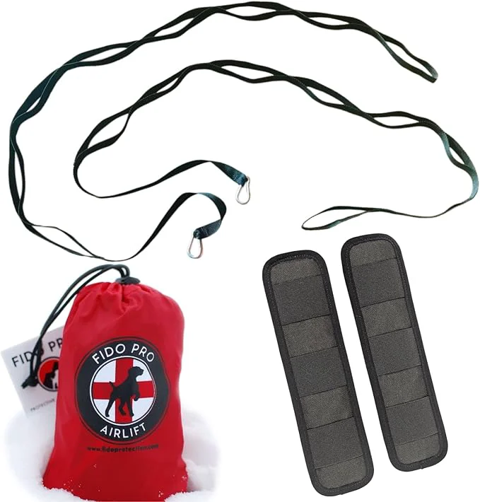 Sophisticated Fido Pro Airlift Emergency Dog Rescue Sling – XL 2 Person Carry System for Extra Large Dogs – Adjustable Shoulder Padding – Lightweight Packable Dog Sling for Hiking Skiing – Fits Dogs 70-160 lbsAbout ThisOverview Powerful