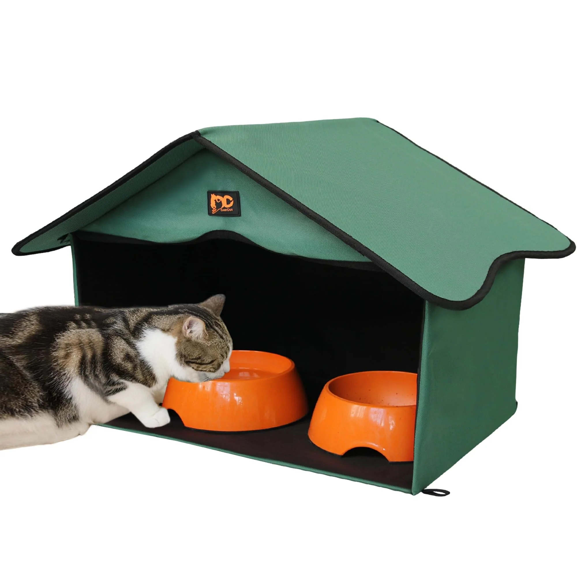 Superior GeerDuo Outdoor Cat House – Waterproof Shelter Dining Room for Feral Cats Green1 Advanced
