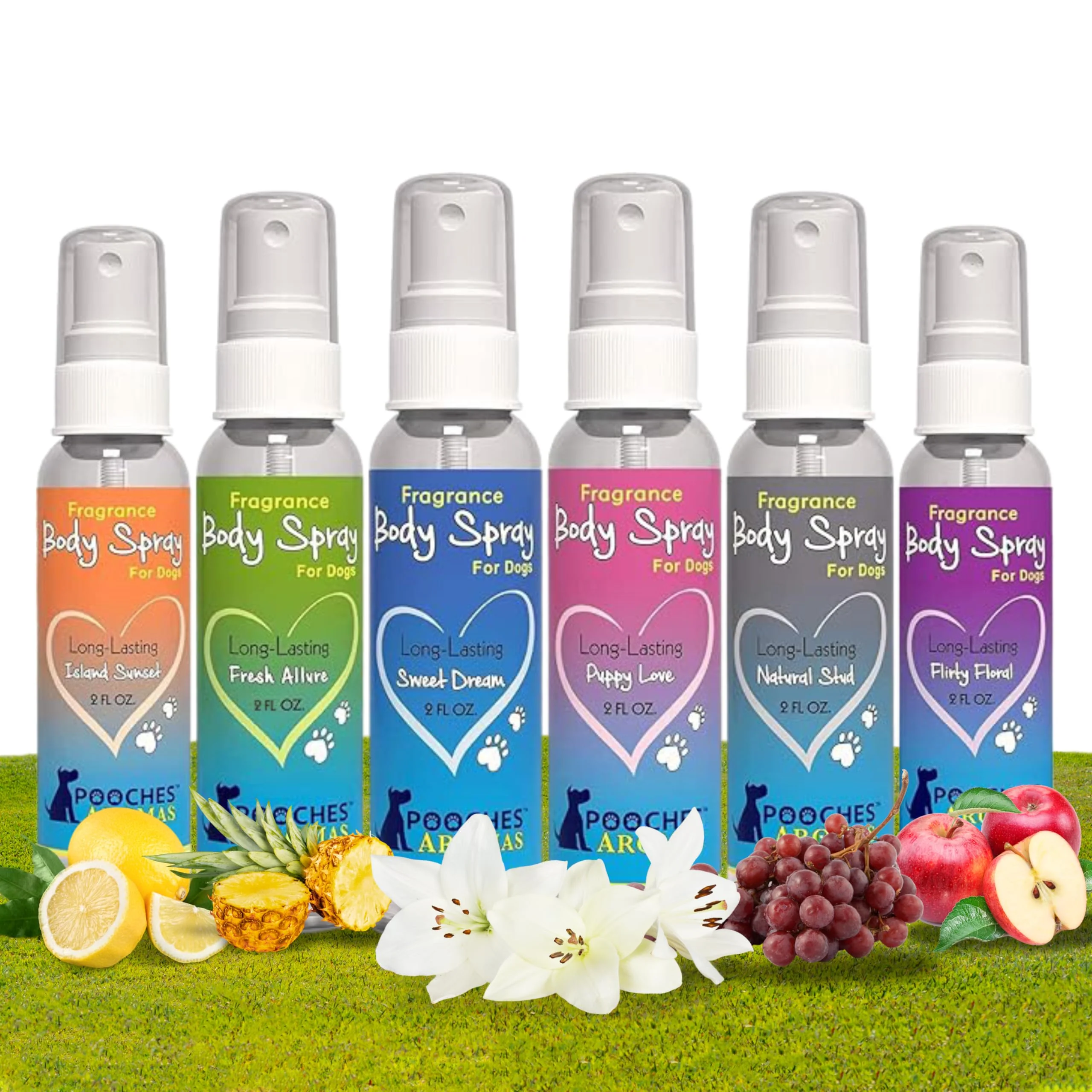 Pooches Aromas Natural Dog Cologne – Premium Grooming Spray Pack of 6 – Long-Lasting Odor Control for Dogs Puppies Fine Crafted