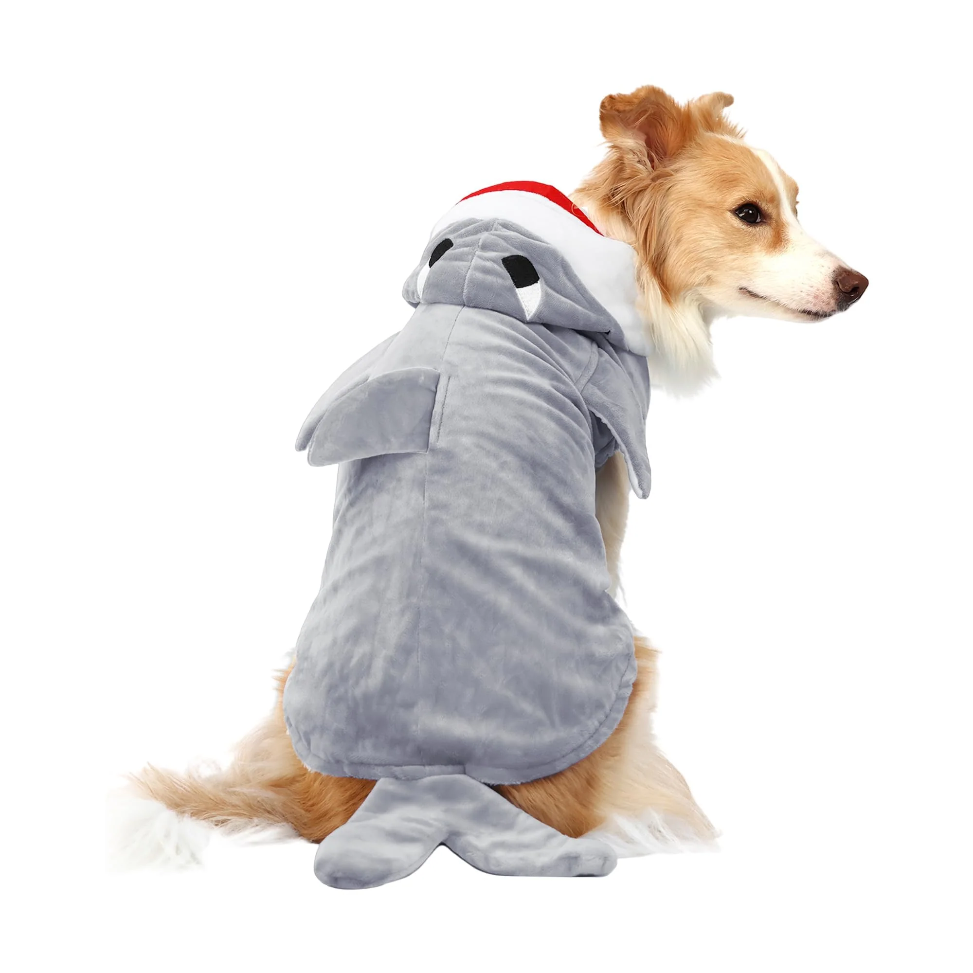 Artisan NACOCO Halloween Pet Shark Costume – Grey XL for Dogs Cats Cozy Velvet Hoodie Relaxed