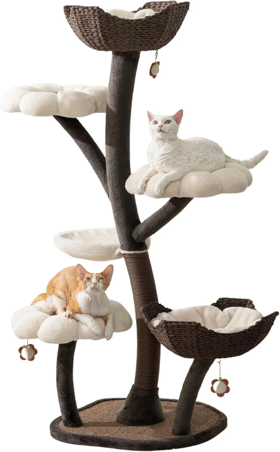 Classic Catry Blossom 59 Flower Cat Tree with Replaceable Flower Perches and Scratching Posts Handwoven Baskets with Washable Beds Durable Iron Frame for Large Multi-Cat Homes Smooth