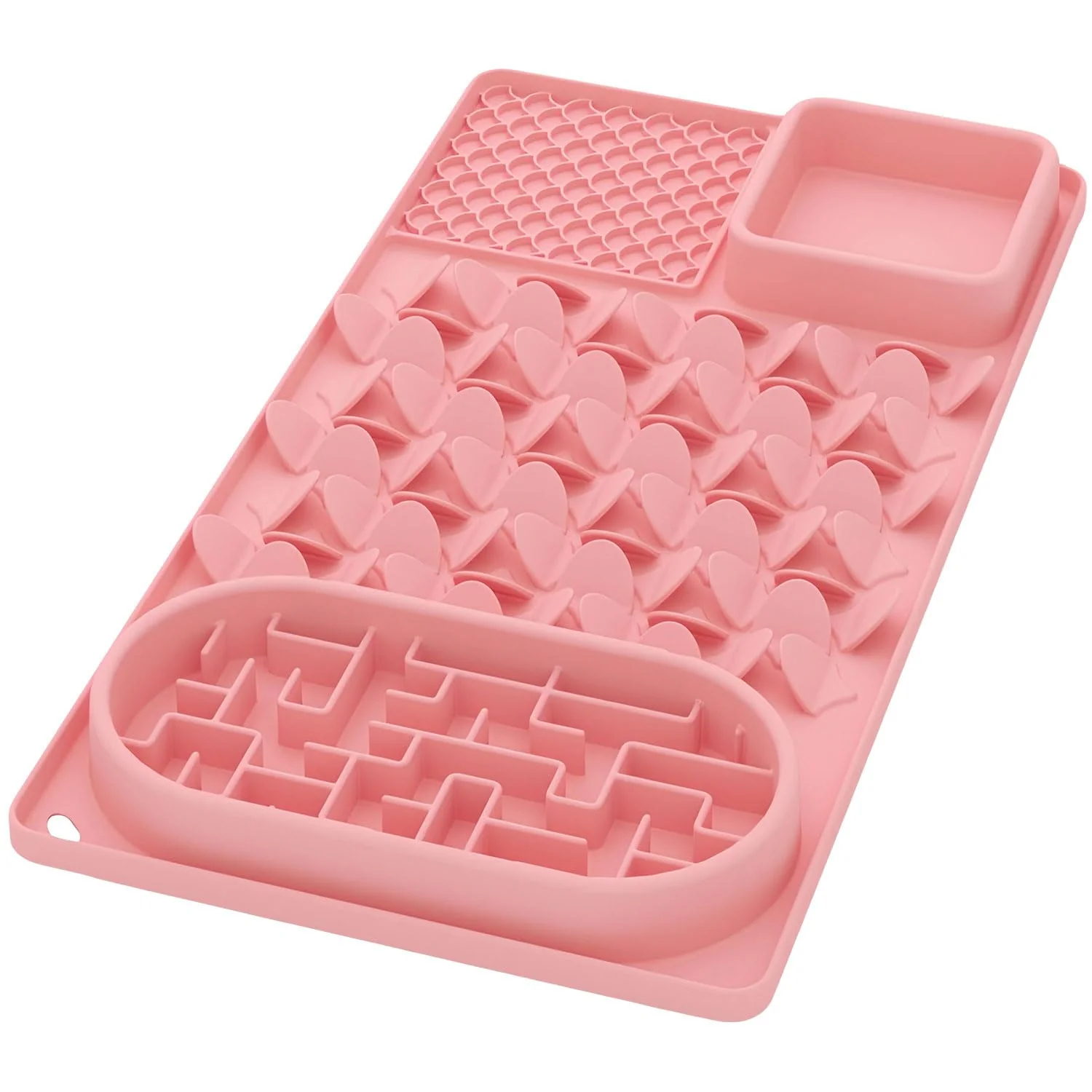 Proven Evenco 4-in-1 Slow Feeder Bowl for Large Dogs – Pink 21×11 with Silicone Lick Mat Snuffle Casual