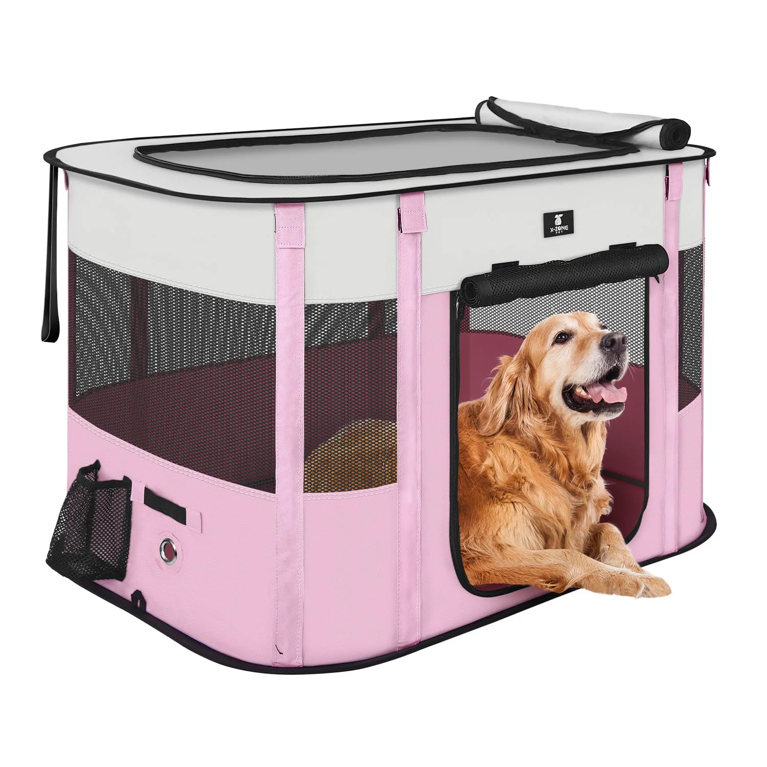 User-Friendly X-ZONE PET Dog Playpen Pink 30” – Portable Foldable Indoor Outdoor Pet Crate Smart