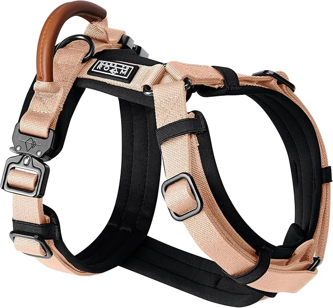Secure MADE TO ROAM Premium Explorer Harness – Y-Shaped Dog Harness with Adjustable Durable Nylon Soft Padding Metal Buckles and Leather Handle for Small Medium Large Dogs Carolina Blooms Size 1 About ThisOverview Innovative