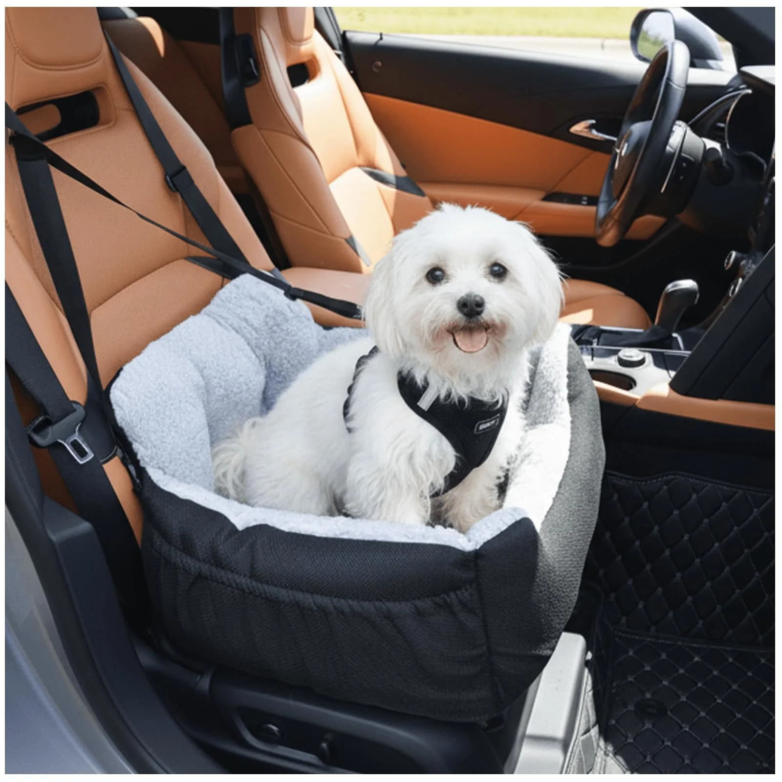 Artisan Oiilores Dog Car Seat for Small Dogs — Washable Reversible Clip-On Leash Prestigious