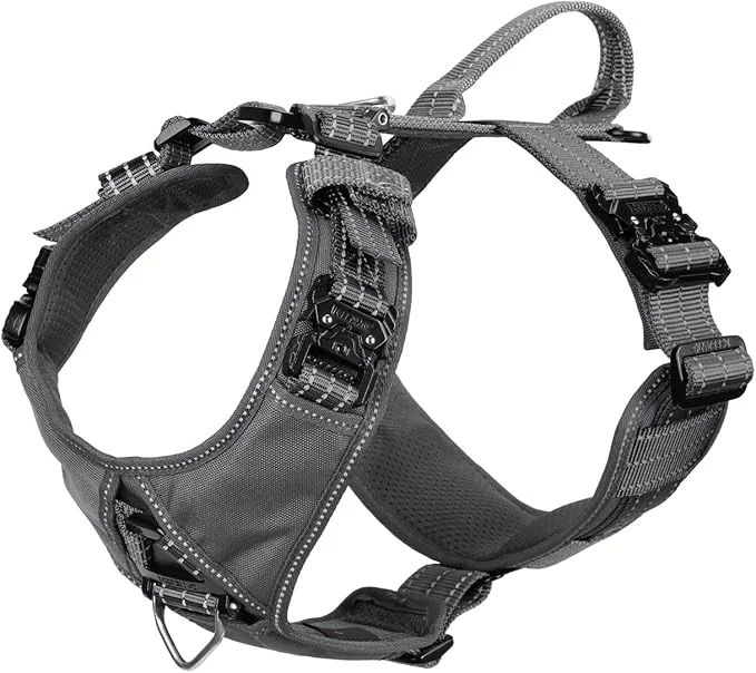 Verified ICEFANG Dog Strap Harness with 4 x Metal Buckles for Large Sized Dog K9 Vest Y-Shape Chest Adjustable Pet Harness No-Pull Front Leash Clip Large Pack of 1 Grey About ThisOverview Excellent