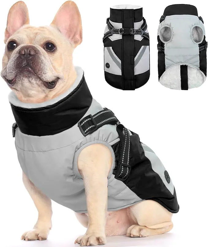 Soft FUAMEY Dog Winter Jackets for Medium Dogs Dog Coat with Harness Built in Waterproof Dogs Snowsuits Warm Pet Jacket Zip Up Fleece Cold Weather Coats Reflective Puppy Vest with Pocket Black MAbout ThisOverview Clean