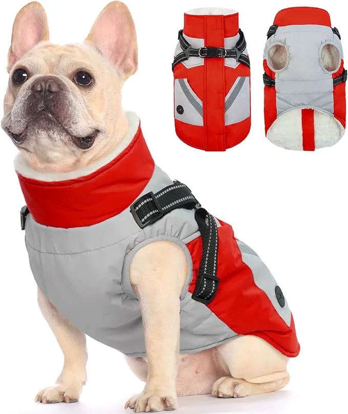 Fine Crafted FUAMEY Dog Winter Jackets for Medium Dogs Dog Coat with Harness Built in Waterproof Dogs Snowsuits Warm Pet Jacket Zip Up Fleece Cold Weather Coats Reflective Puppy Vest with Pocket Red MAbout ThisOverview Fine