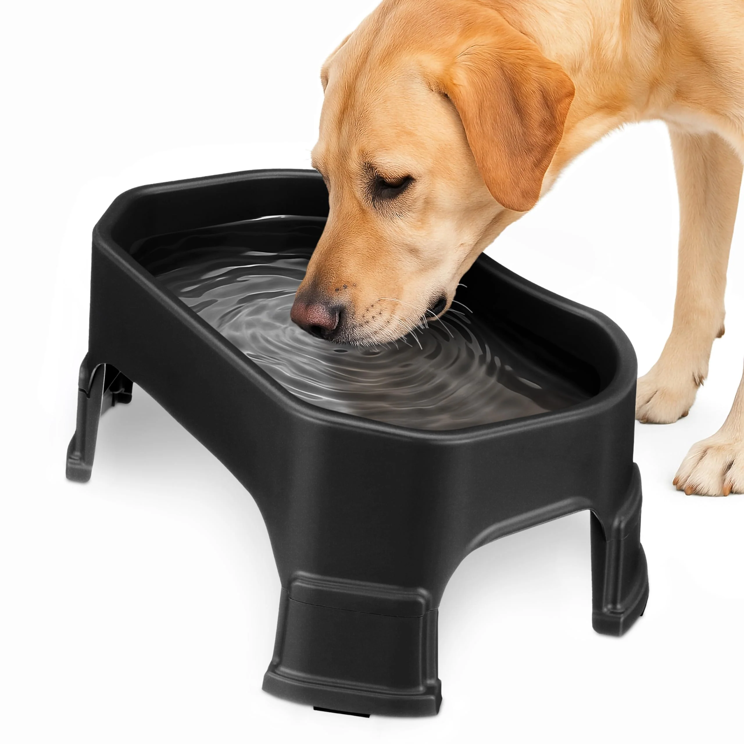 Recyclable Neater Pet Brands Large Outdoor Dog Water Bowl – 1.25 Gal Raised No-Spill Bowl Black Long-Lasting
