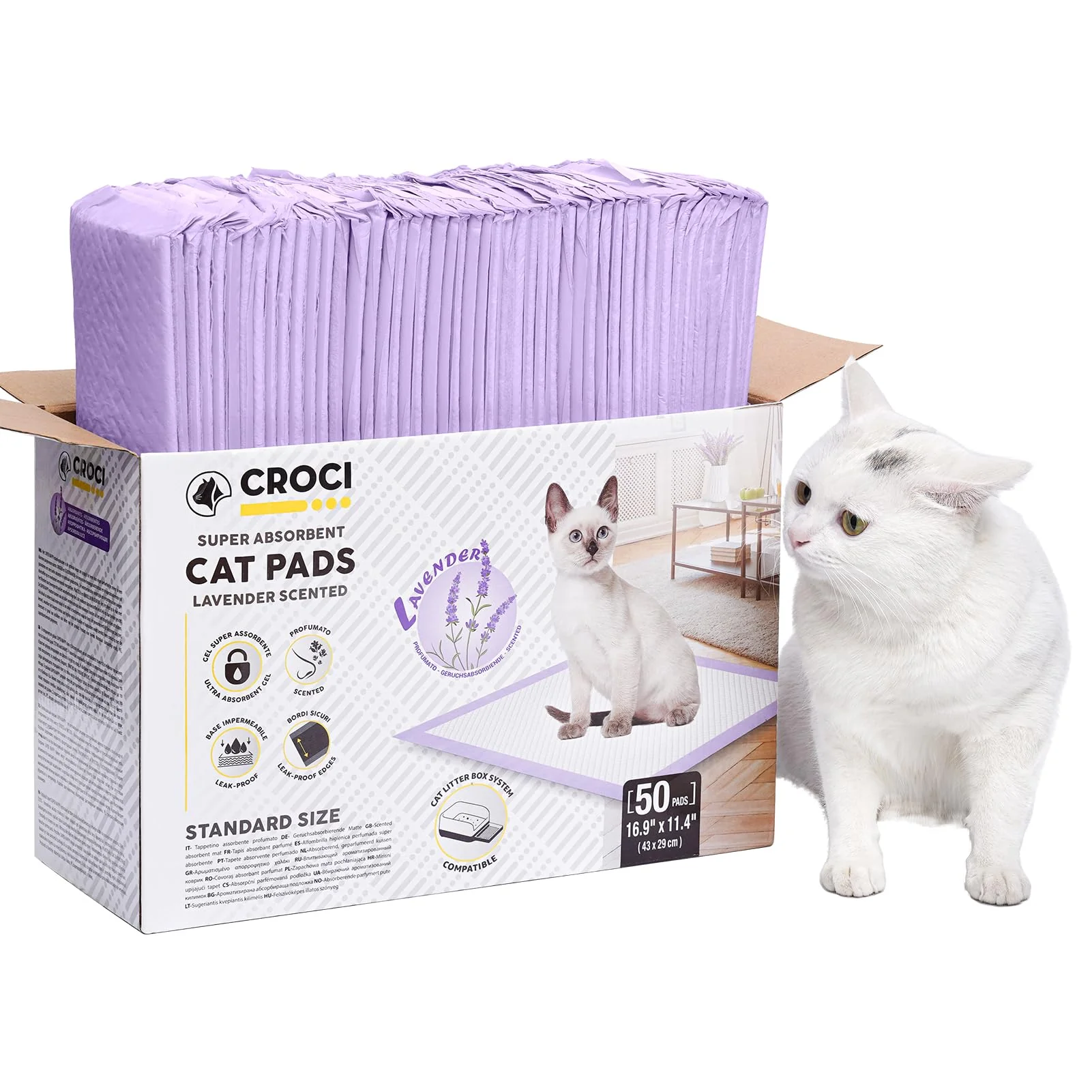 Environmentally Friendly Croci Cat Pads 16.9 x 11.4 in for Breeze Litter System – Lavender Scented 50 Count Durable